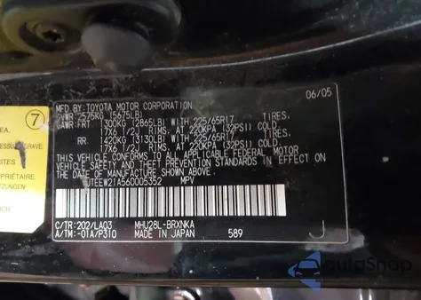 2006 Toyota Highlander Hybrid Limited V6 из США, поврежденный, VIN JTEEW21A560005352